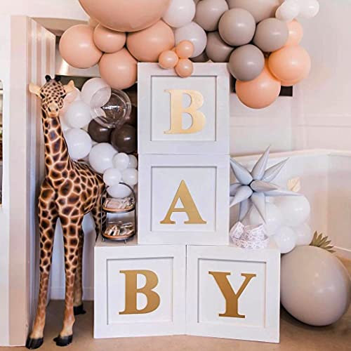 Cubi Baby Shower Decorazioni Boy Or Girl, 4 Pezzi Scatola Bianchi Con Lettere BABY, Per Baby Shower, Compleanno, Gender Reveal Party, Decorazioni Battesimo Bimba