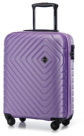 WITTCHEN Valigia da Cabina Trolley Bagaglio a Mano Valigia a rotelle Valigia piccola Trolley guscio duro in ABS con 4 ruote spinner Serratura a combinazione Maniglia telescopica Cube Line viola