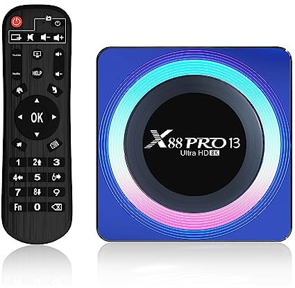 X88 PRO 13 Boîtier TV Android 13.0 Acrylique 4 Go de RAM 64 Go de ROM RK3528 Quad-Core WiFi6 Dual Band 2.4G/5.8G BT5.0 8K HDR10+ Ultra HD USB3.0 Lecteur domestique intelligent