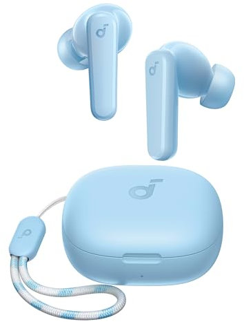 soundcore by Anker P20i True Wireless Earbuds, 10mm Drivers with Big Bass, Bluetooth 5.3, 30H Long Playtime, IPX5 Water-Resistant, 2 Mics for AI Clear Calls, 22 Preset EQs (light blue)