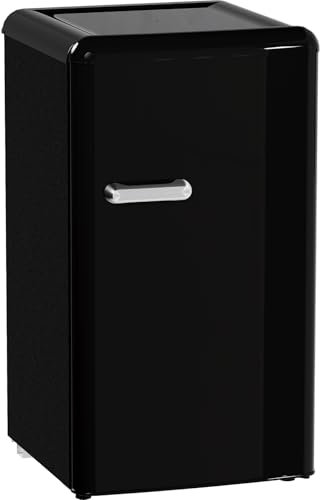 TRIUMPHKEY 80L Kühlschrank, Retro-Design Kleiner Kühlschrank mit Gemüsefach und Gefrierfach, Mono-Tür Kühlschrank Einstellbarem Thermostat, für Wohnheim, Büro, Schlafzimmer, schwarz