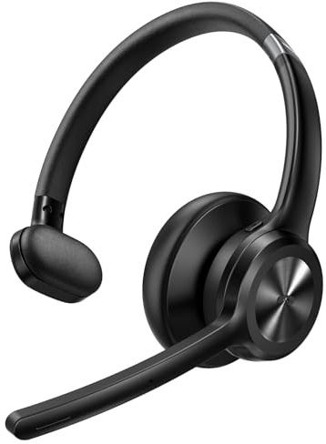 TECKNET Bluetooth Headset mit Mikrofon, Kabelloses Headset mit BT5.2 Technologie, Kopfhörer Kabellos Bluetooth mit Noise Cancelling, Headset mit Mikrofon Kabellos für Büro/Fernarbeit/Callcenter