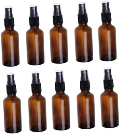TOYZFRIENDY 8pcs Brown Glass Spray Bottles with Plastic Sprayers Refillable Essential Oil Dispenser Bottles for Perfume Makeup Kitchen Bathroom Travel Use