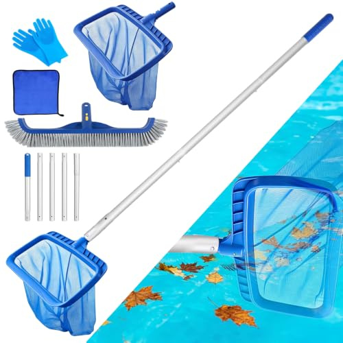 Set di pulizia della piscina con aste, spazzole e guanti adatti per piscine, acquari, vasche idromassaggio, stagni, tubi caldi e per la pulizia e la cura della piscina