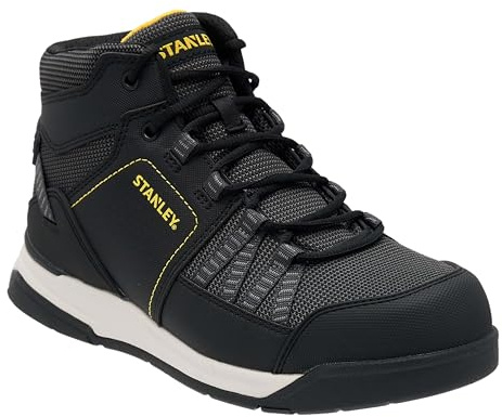 STANLEY Belgrade Mid S1-P Lightweight, Steel Safety Toe Work Boot for Men, Black, UK10