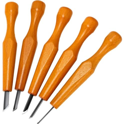 Aundhegrtt Set de 5 Outils de Linogravure pour la Gravure sur Linoléum, Outils de Sculpture sur Bois, Spécifications Multiples, Outils de Menuiserie.