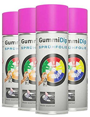 Gummi Dip Sprühfolie, Neon Spray, 4er Set, 4x400 ml (Neon Pink)