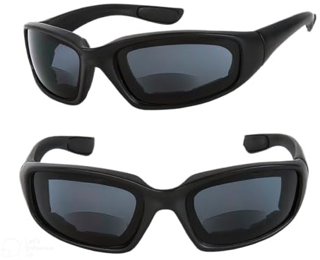 Mass Vision 2 Pair of Motorcycle Bifocal Sunglasses - Safety Goggles (Black, 2.0)