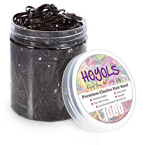 Hoyols Bandas de goma para el pelo elásticas Corbatas poliviníferas pequeñas para niños Baby Girl paquete de 1000 piezas (marrón oscuro)