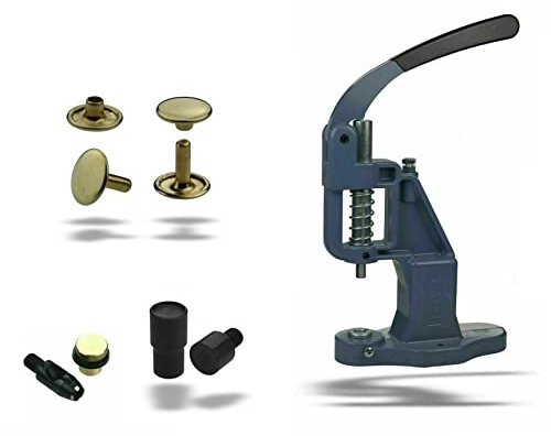 Ista Tools Juego de prensas de remaches huecos, silbato perforado, herramienta de remaches huecos, 100 remaches huecos inoxidables de doble cabeza (7 x 8 mm, amarillo)