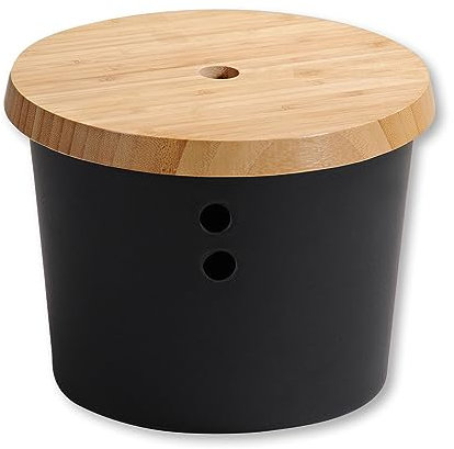 Kesper | Vorratsdose mit Deckel aus Bambus, Material: Kunststoff, Bambus, Maße: Ø 21 x 15,5 cm, Farbe: Schwarz, Braun | 92599