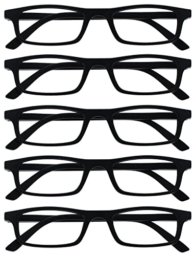 OPULIZE Ted Reading Glasses 2-pack Narrow matt lätt ram svart vår hängiven repbeständig män kvinnor, Matt svart, +2.00 Dioptren