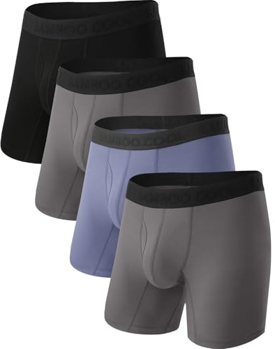 BAMBOO COOL Men's Ultra Breathable Underwear,No Riding Up Boxer Briefs with ComfortFlexible Waistband,Multipack