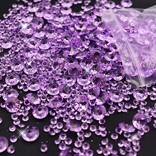 4200 Stück Deko Diamanten Dekosteine Glitzer Dekodiamanten Deko Diamantene Hochzeit Plastik Diamanten Diamantkristalle Transparent Acryl Kristalle Tischdeko Strass Transparent Kristall Lila