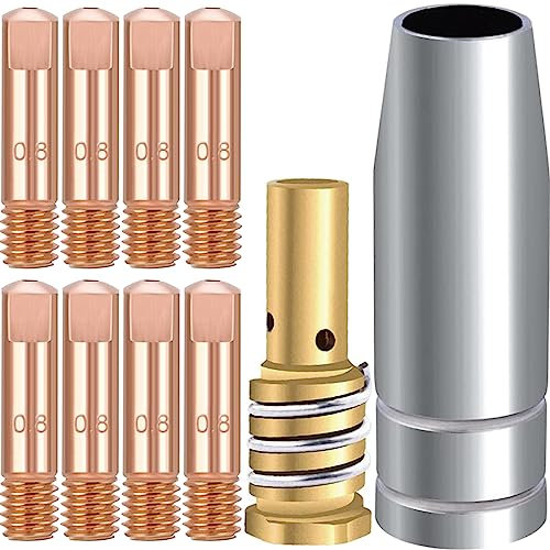 EATBALE MB14 14AK Contact Tip, 10Pcs M6 MIG Tips Welding Torch Contact Tip 0.8mm / 0.030 Tips Holder Difuser Welding Gun Accessories for MB14 14AK MIG/MAG Welding Torch