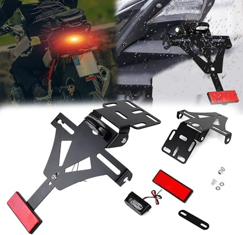 Porta Targa Moto, Supporto Per Fanale Posteriore Targa Per Moto Con Luci A LED Portatarga Motos Universale In Lega Di Alluminio Telaio Targa Per Indicatori Di Direzione Regolabile Per Motos