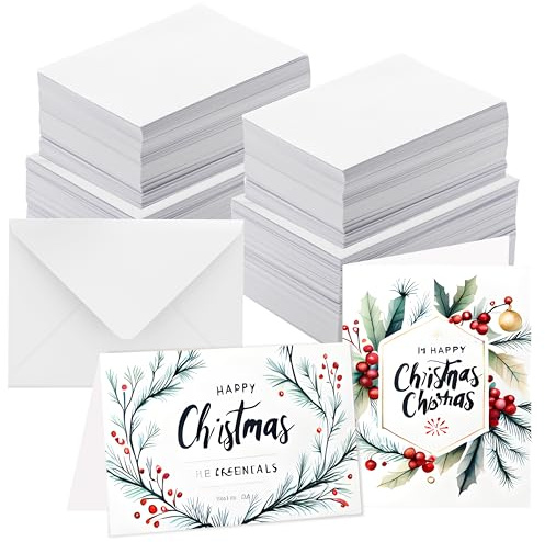 ANSSDO 50 Pack 5x7 Inch White Cotton Watercolor Cards with Envelopes, Foldable, Heavyweight 140lb, Greeting Cards for All Occasions