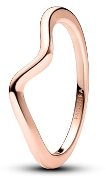 PANDORA Timeless Polierte Welle Ring aus Sterling Silber mit rosévergoldet Metalllegierung, Größe 58, 183095C00-58