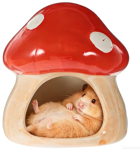 Esshogo Keramikhaus für Hamster, Einzigartige Hamster Haus Keramik, Hamster Versteck Keramik, Pilzförmiges Hamsterhaus Und Habitats, für Rennmäuse, Mäuse,Chinchillas Hamsterversteck (Klein)