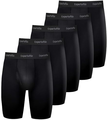 Expertoftio Largos Calzoncillos Deportivos para Hombre, Ropa Interior Funcional, Pack de 5, Deportiva Pantalones Cortos de Compresión con Apertura para Hombres