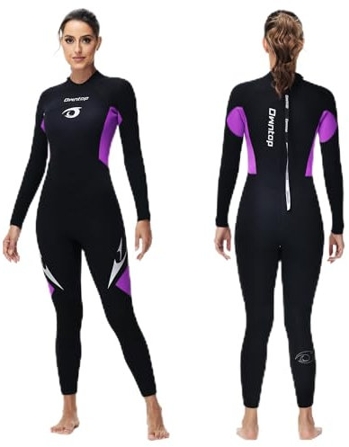 Owntop 5mm Neoprenanzüge für Männer Frauen - Rückenreißverschluss Neopren Tauchanzug, Erwachsene Ganzkörper-Nassanzüge, Thermischer Flexibler Tauchhaut Kaltwasser Tauchen Surfen, Damen Schwarz M