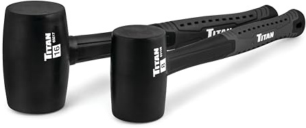Titan 63130 2-Piece Rubber Mallet Set, Includes 8oz & 16oz with Non-marking Double-faced Solid Heads, Shock Absorbing Fiberglass Handles & Textured Grips