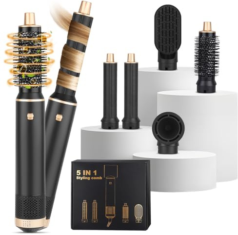 Airstyler Pro 5 in 1 Set styler per capelli, motore ad alte prestazioni da 110.000 giri/min + ioni negativi, 3 livelli di temperatura (50-105°C), spazzola ad aria calda silenziosa con ferro