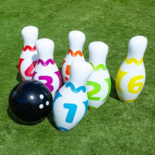 Molto | Set di Bowling Gonfiabile XXL per Esterno - Set di Bowling per Giardino e Piscina - Attività Sportiva Bambini - Include 10 Bowling Gonfiabili - Facile da Usare