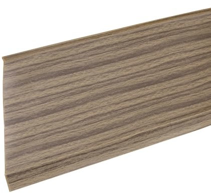 sourcing map 10ft x 4 Baseboard Trim Peel and Stick Flexible Molding Trims, Self Adhesive PVC Wall Base Cove Base Baseboards for Walls Corner, Brown Wood Grain