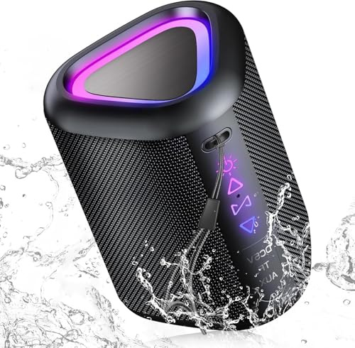 aowoka Bluetooth Speaker, 2025 Portable Wireless Speakers With Led Light, Bluetooth 5.4, 24H Playtime, Enhanced Bass, IPX7 Waterproof, Outdoor Speaker for Travel, Sport, Party, Biking.