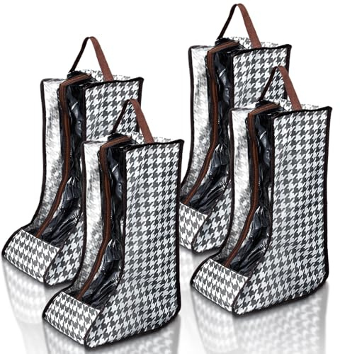 Shinylin 4 Pack Boot Storage Bag Portable Dust Proof Boot Bags for Cowboy Boots for Travel Long Tube Shoes Bags Women Men Tall Shoe with Handle for Home Travel (Tall)