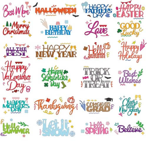 GLOBLELAND Holiday Blessings Greetings Cutting Dies for Card Making | Merry Christmas Greetings Metal Die Cuts Halloween Cutting Die for Scrapbooking Crafts Paper Cards Making