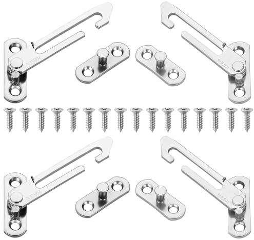 4 limitatori per finestre, in acciaio inox 304, fissaggio per finestre, 2 destrimani e 2 mancini, ganci per finestre in UPVC con viti
