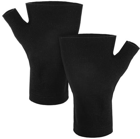 2 scaldamani neri per polso, fasciatura a tunnel carpale, guanti a compressione, da donna, senza dita, per artrosi, da uomo, da donna, per protezione sportiva (S)