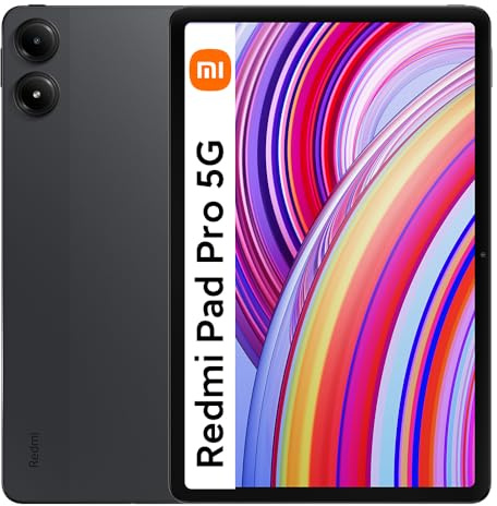 XIAOMI Tablet Redmi Pad Pro 5G, 8+256 GB, Negro, Batería Masiva de 10000 mAh, Pantalla de 12.1 Pulgadas, 1600 x 2560 Píxeles, IPS LCD, 120 Hz, Dolby Vision, 600 nits, con Cargador
