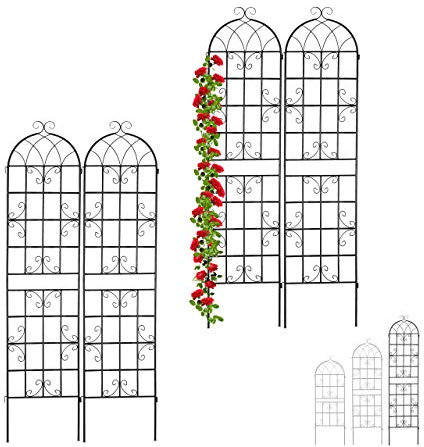 Relaxdays 4 x Rankgitter Metall, zum Stecken, Rankhilfe für Kletterpflanzen, Blumengitter 220 x 50 cm, Spalier Garten, schwarz