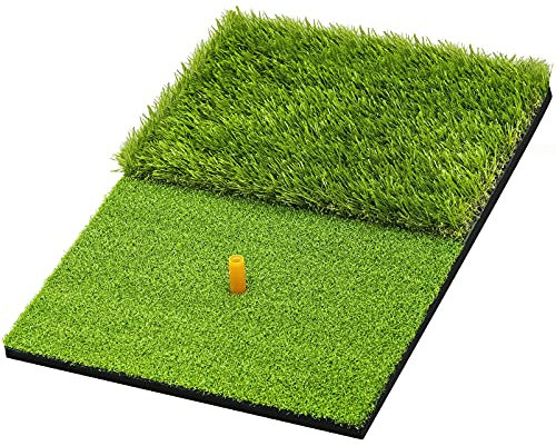 SAPLIZE 58x40cm Faltbare Golfschlagmatte, 2-in-1 Golfrasenmatte, Rough und Fairway zum Schlagen, Chippen und Putten Golfübungs- und Trainingsmatte für Indoor/Outdoor