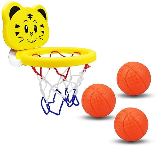 Tiger Basketball Hoop Bath Toy Set - 1-3 Year Old Baby Gifts, Water Game, 6-12 Months