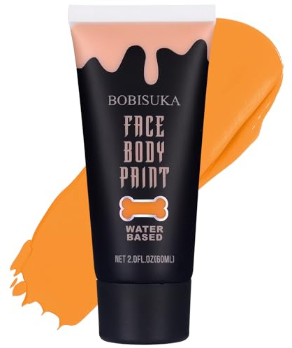 BOBISUKA Orange Face Body Paint, Water Based Face Painting for Art Theater Halloween Party Cosplay Clown SFX Makeup for Women Adults, Non-Toxic Washable