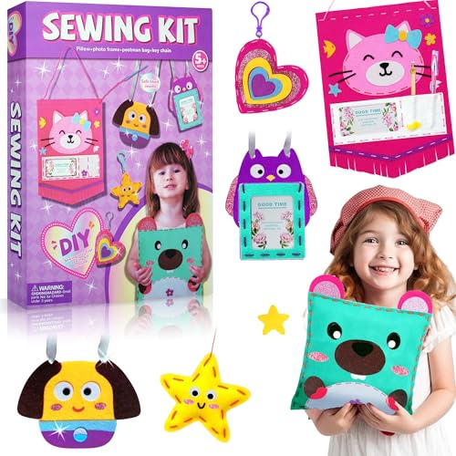 Aimiffy Premier Kit de Couture pour Enfants - Arts et Artisanat Pour Débutants,Kit Couture Enfant,Couture Enfant Cadeaux d'anniversaire Pour Les Enfants de 5 ans et Plus, Cadeaux d'Halloween
