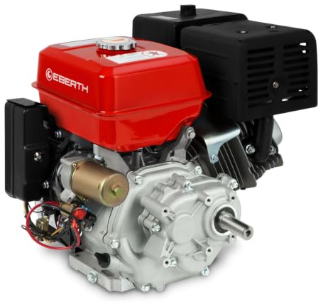 EBERTH 15 HP 11,03 kW bensinmotor, Kartmotor, Ersättningsmotor med reduktionsväxel 2:1, elektrisk start, bensinmotor med 25 mm Ø axel, lågoljeskydd, 4-takts, 1 cylinder, 420 ccm, motor med växellåda