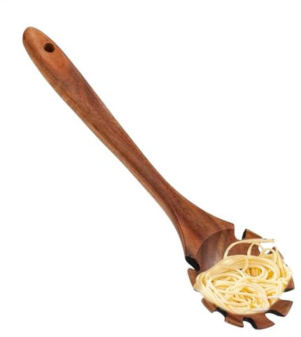 Spaghettisked, 32 cm träpastasked, pastatång, hängande spaghettisked, pastaslev med tänder, slev för nudlar, spaghettiklämma, bästa gökar