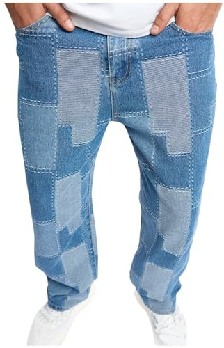 Jean Homme Large en Bas Baggy Pantalon de Jogging en Denim Sport Pants pour Hommes Cadeau Futur Papa Vetement Mode Jambe Droite Basique Travail Jeans de Survêtement Soldes D'Été Pants 2025