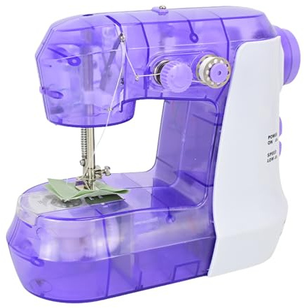 717 - Macchina da cucire elettrica piccola con pedale, compatta da scrivania automatica, 22 x 19 cm, per principianti e riparazioni