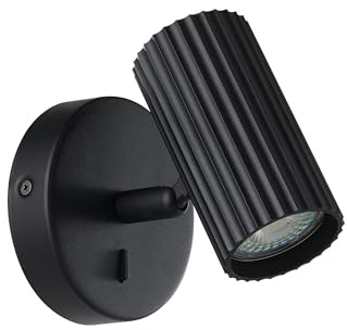 EGLO Wandlampe Portillo, Wandleuchte innen, Schlafzimmerlampe mit schwenkbarem Spot, Leselampe aus Metall in Schwarz, Wandspot mit GU10 Fassung