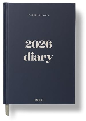 Papier Joy 2026 Diary - Navy Blue Hardback | Full Calendar Year | Month View & Week View | Quality Paper | Ideal Day Planner Or Organiser for Appointments, Dates & Memos | Personal & Business Use