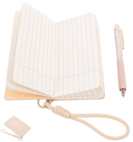 PLAFOPE Mini Cuaderno de Bolsillo Portátil Beige con Ranura para Bolígrafo, Bloc de Notas Pequeño para Oficina y Estudiantes, Bloc Notas para Viaje y Papelería Escolar
