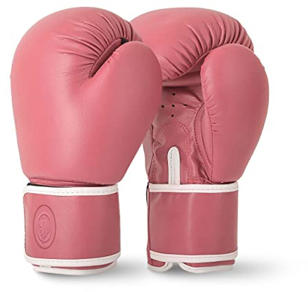 FAIRWAYUK Adult Pink Boxing Gloves, Womens Mma Sparring Martial Arts Punch Bag Training Fight Mitts, 10oz 12oz 14oz 16oz (Pink, 12oz)