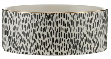 Mason Cash Splatter Pet Bowl 15cm | 550ml Capacity | Stoneware Dog Bowl for Food & Water | Durable, Dishwasher & Freezer Safe | Stylish Gold Rim Design