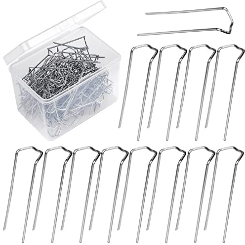 AIEX 120 st 4,5cm Blomnålar för Skum, Floral u-Pins Blomnålar Blomnålar för Blomsterarrangemang Blommiga Ormbunksnålar med Förvaringslåda för Halm Krans Hantverksprojekt (Silver)
